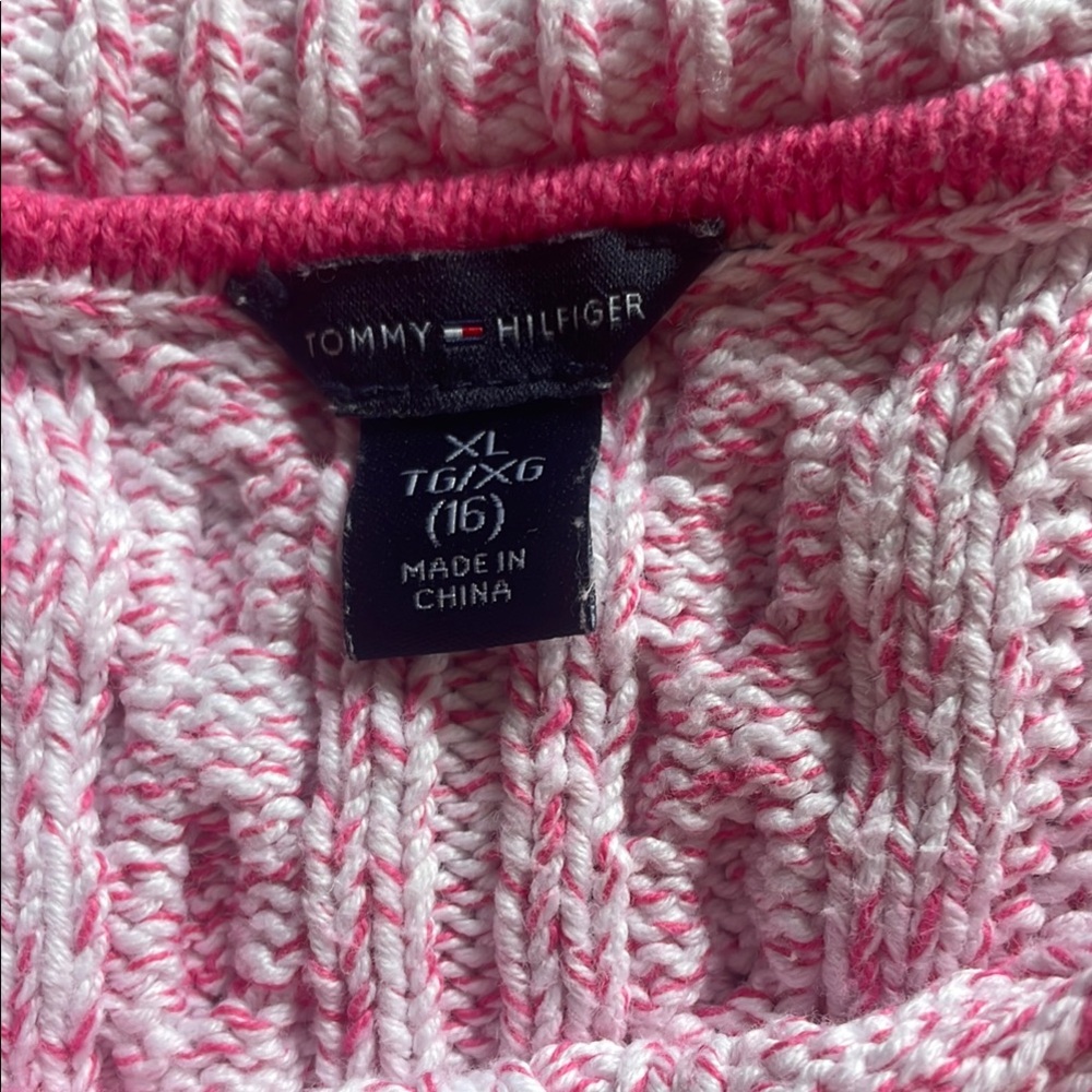 Tommy Hilfiger Pink and Cream Crew Neck Sweater - Picture 2 of 3